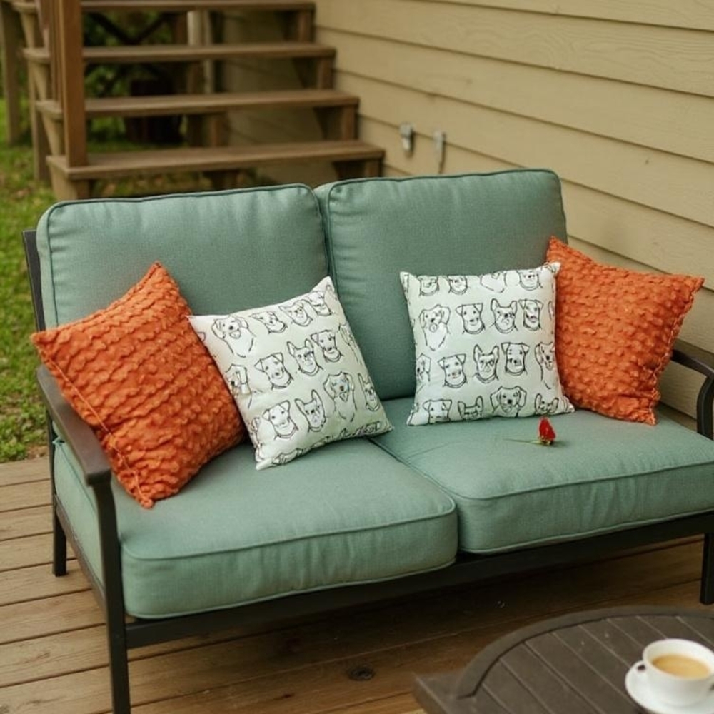 Chic Orange and White Dog Print Accent Pillows